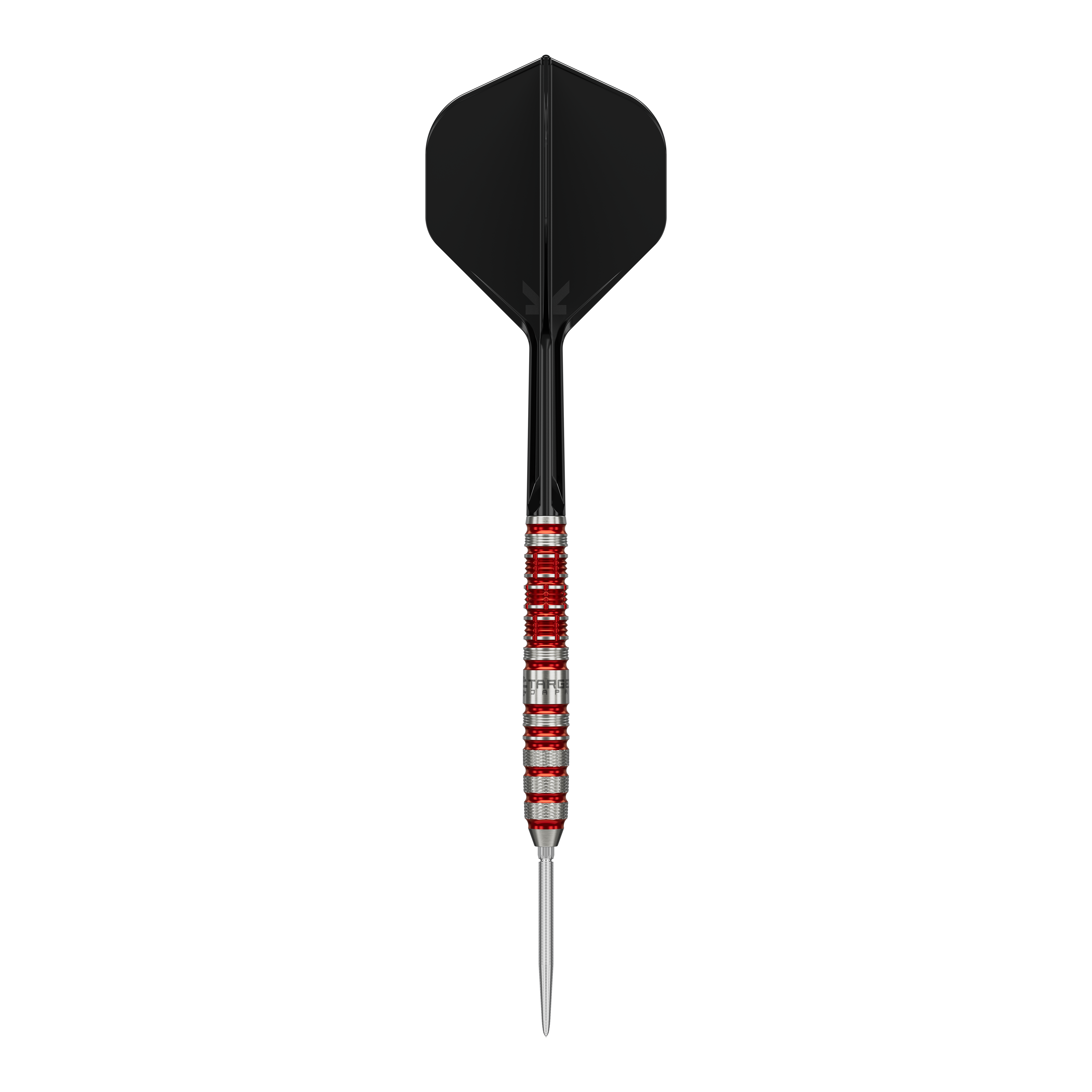 Das Bild zeigt die Target Japan Black Marque Spinel Swiss Point Steeldarts mit einem Gewicht von 23g. Das Produkt ist ein hochwertiger Dartpfeil für anspruchsvolle Spieler.