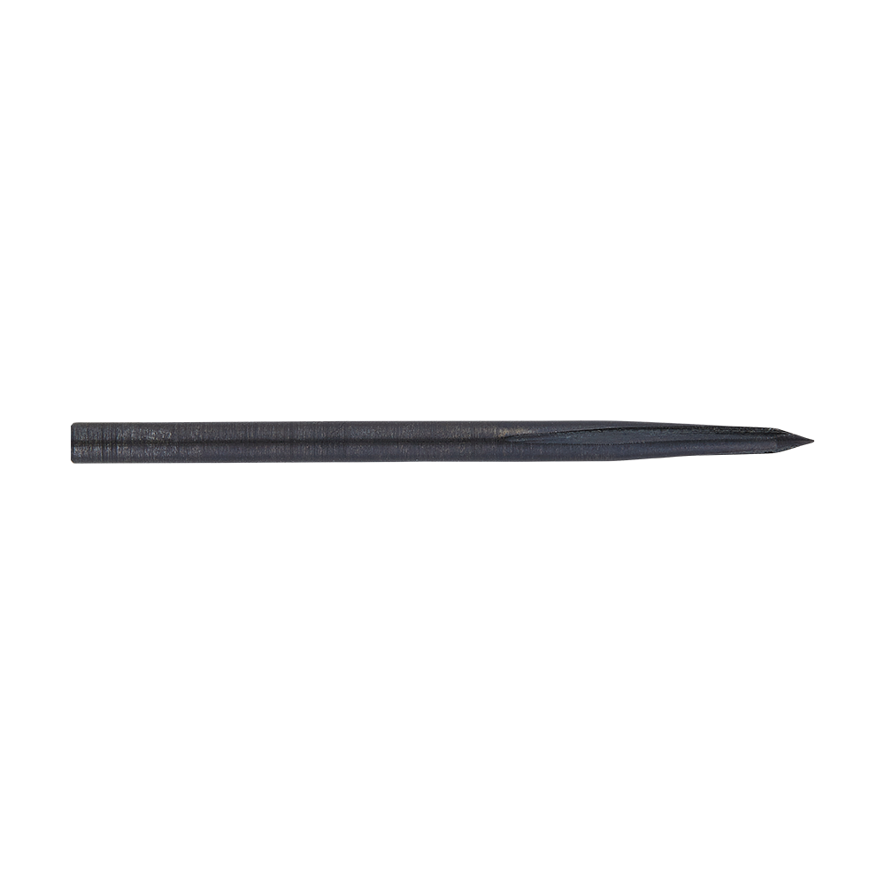 Punte per freccette in acciaio Unicorn Volute Noir Das Bild zeigt eine schwarze Steeldartspitze namens "Unicorn Volute Noir". Die Spitze ist lang, schlank und hat eine fein gearbeitete Struktur.
