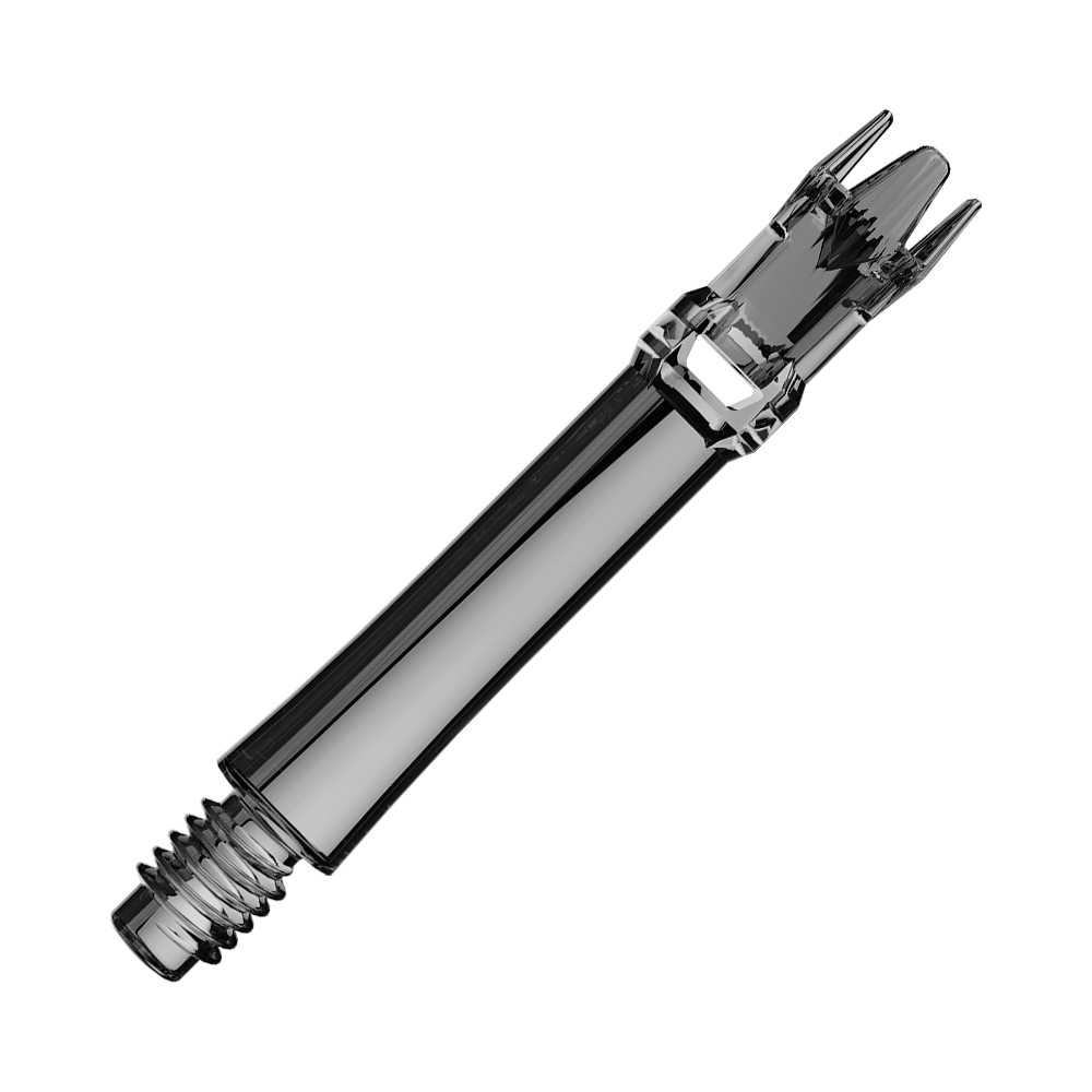 Tiges de rechange pour système L-L-Style - Noir transparent Zwei schwarze transparente Ersatzshafts liegen nebeneinander. Die Aufnahme ist von oben.