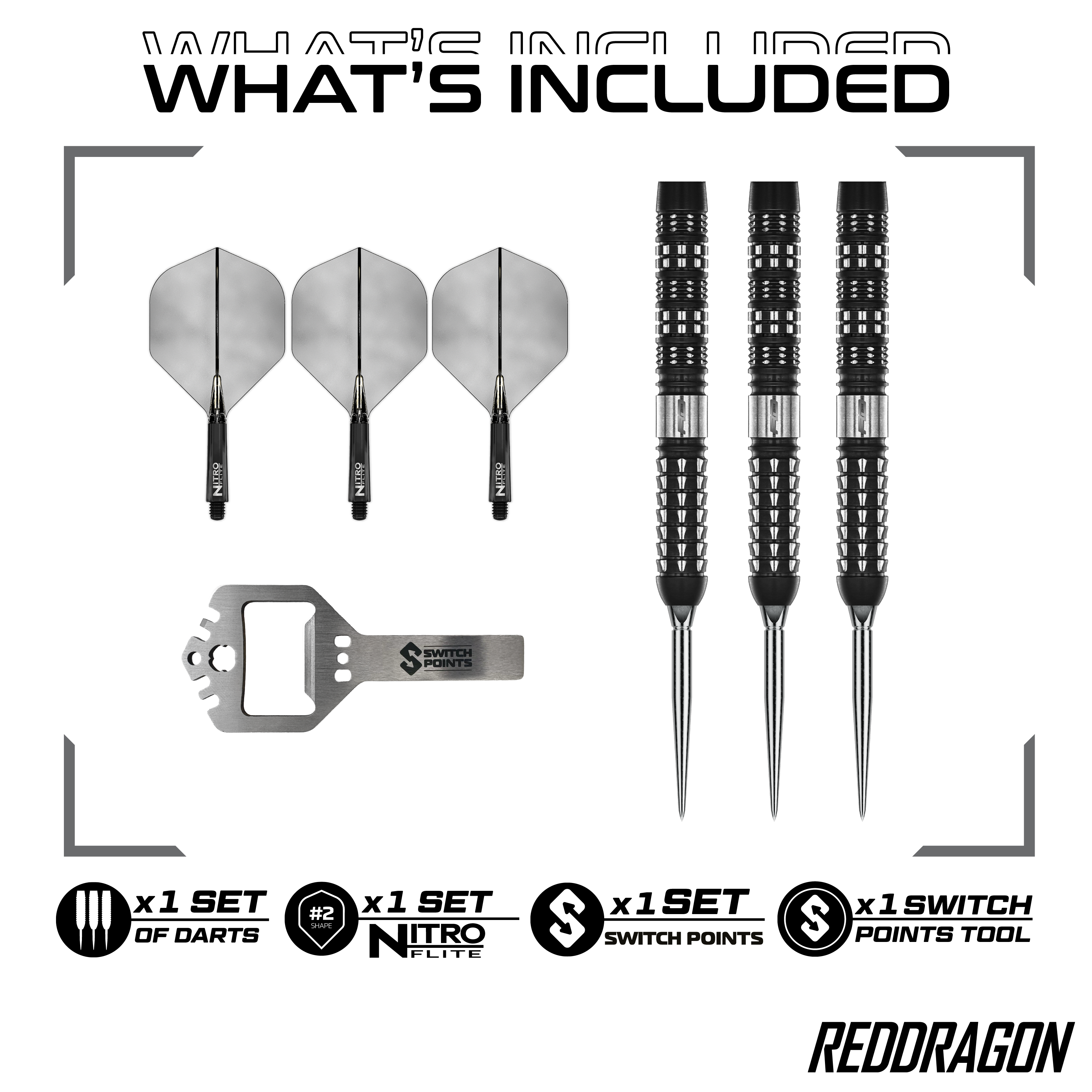 Red Dragon Recon Parallel Steeldarts Das Bild zeigt Red Dragon Recon Parallel Steeldarts. Es handelt sich um hochwertige Steeldarts mit einem modernen Design.