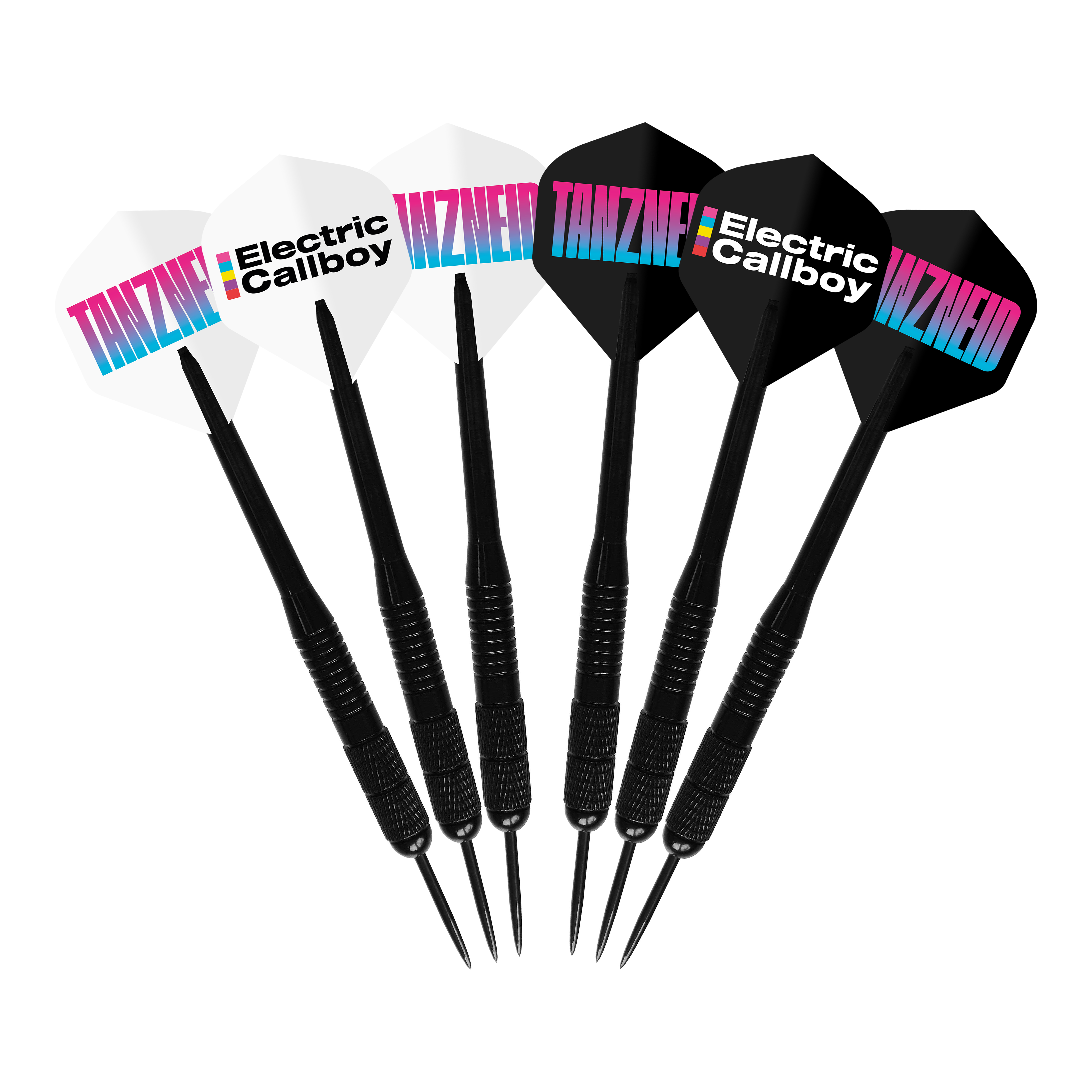 Ensemble cible de fléchettes en acier Electric Callboy Tanzneid et son contour Abgebildet ist das Electric Callboy Tanzneid Steeldartboard und Surround Bundle. Es handelt sich um ein Komplettset für Darts.
