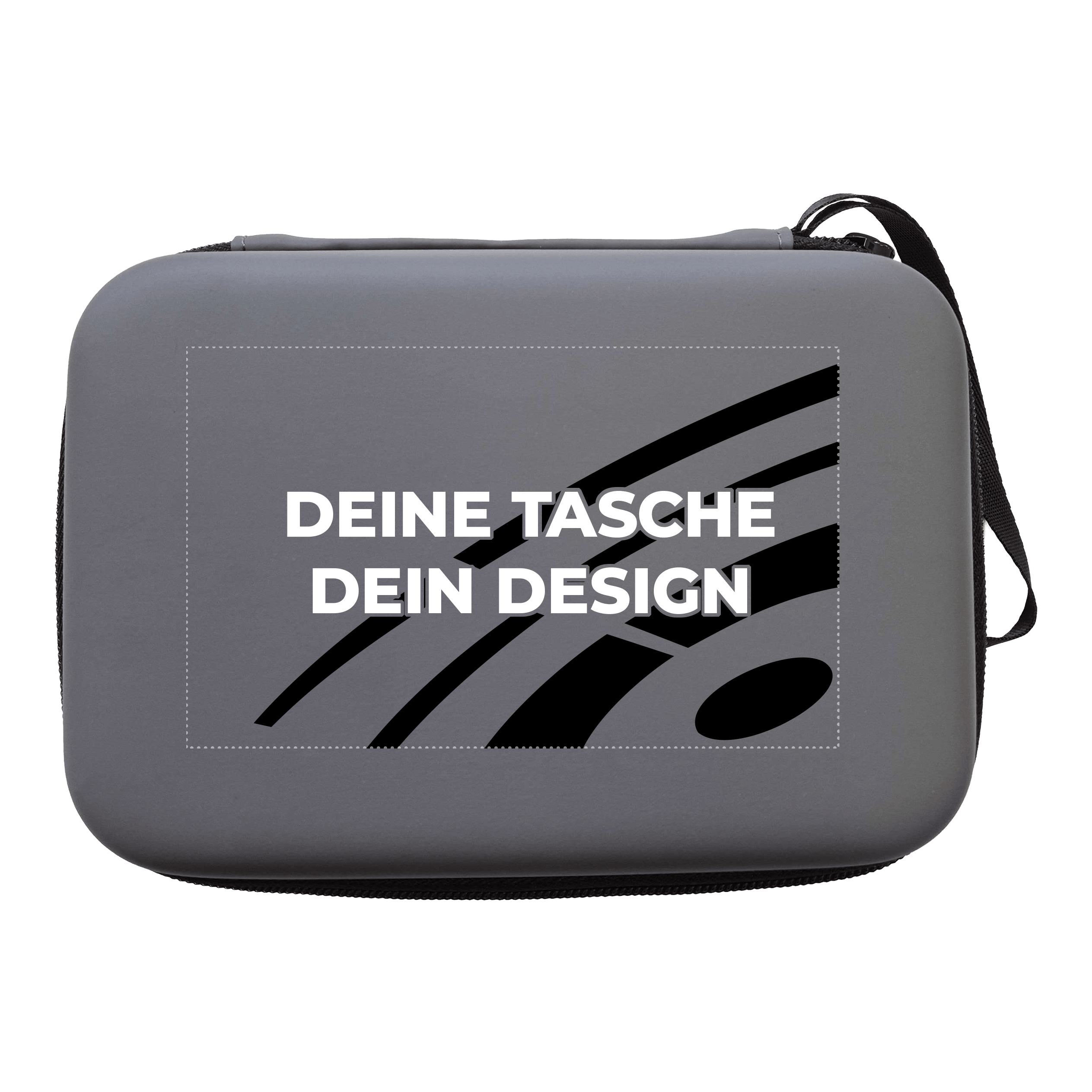 System-4 Dartcase mit Deinem Design Das Foto zeigt ein McDart System4 Dartcase in Grau. Das Etui ist teilweise geöffnet und gibt einen Einblick ins Innere.
