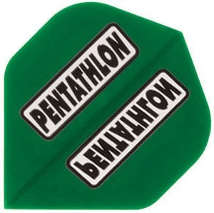p10 Pentathlon Flights standard farbig sind auffällig bedruckt. Die Form ist klassisch dreieckig.