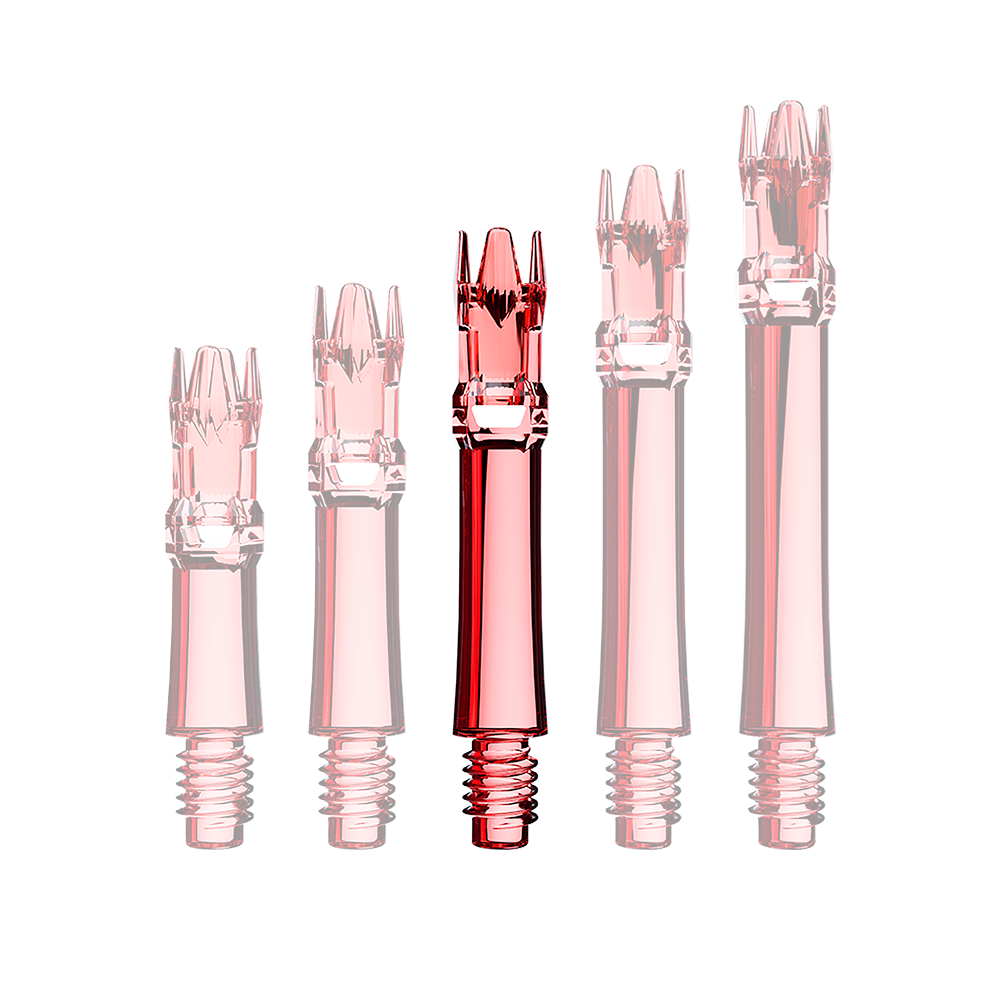 L-Style L-System Replacement Shafts - Clear Red Hier sieht man eine rote transparente Ersatzshaft. Die Shaft ist von der Seite zu erkennen.