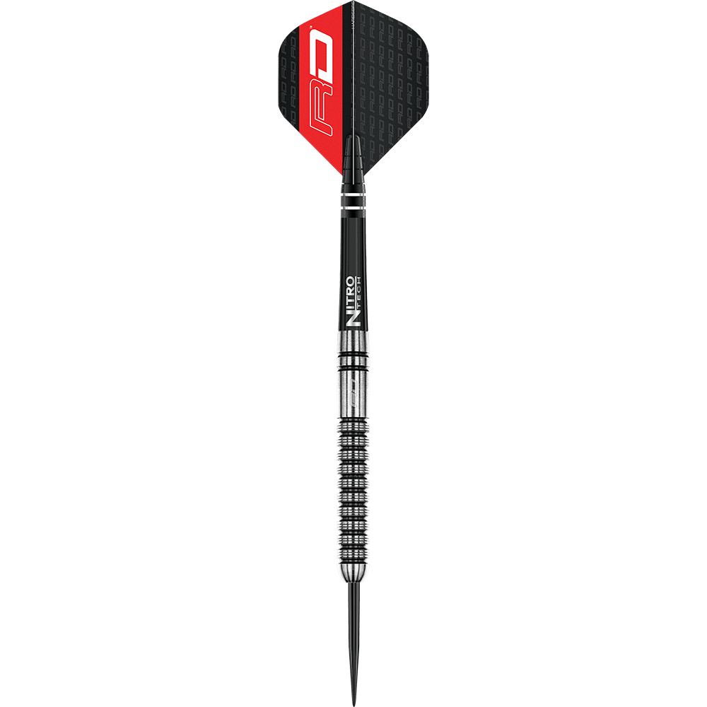RD2554_Red_Dragon_Gian_Van_Veen_Steeldarts_1v01Arp58hALho Das Bild zeigt einen Red Dragon Gian Van Veen Steeldart mit einem Gewicht von 21g. Der Dart hat einen silbernen Barrel, einen schwarzen Shaft und schwarze Flights mit rotem und weißem Aufdruck.