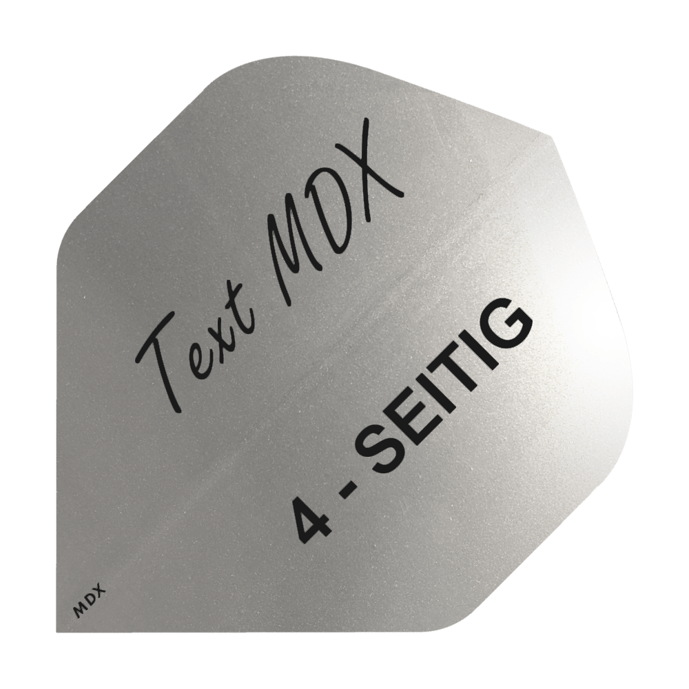 10 sets of printed metallic flights 4-sided - custom text - MDX Standard