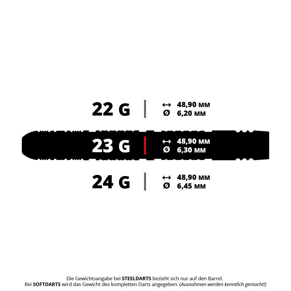 Target Dimitri Van Den Bergh 95K Swiss Point Steel Darts Auf dem Bild sieht man Steeldarts von Dimitri Van Den Bergh. Die abgebildeten Darts haben ein Gewicht von 23 Gramm.