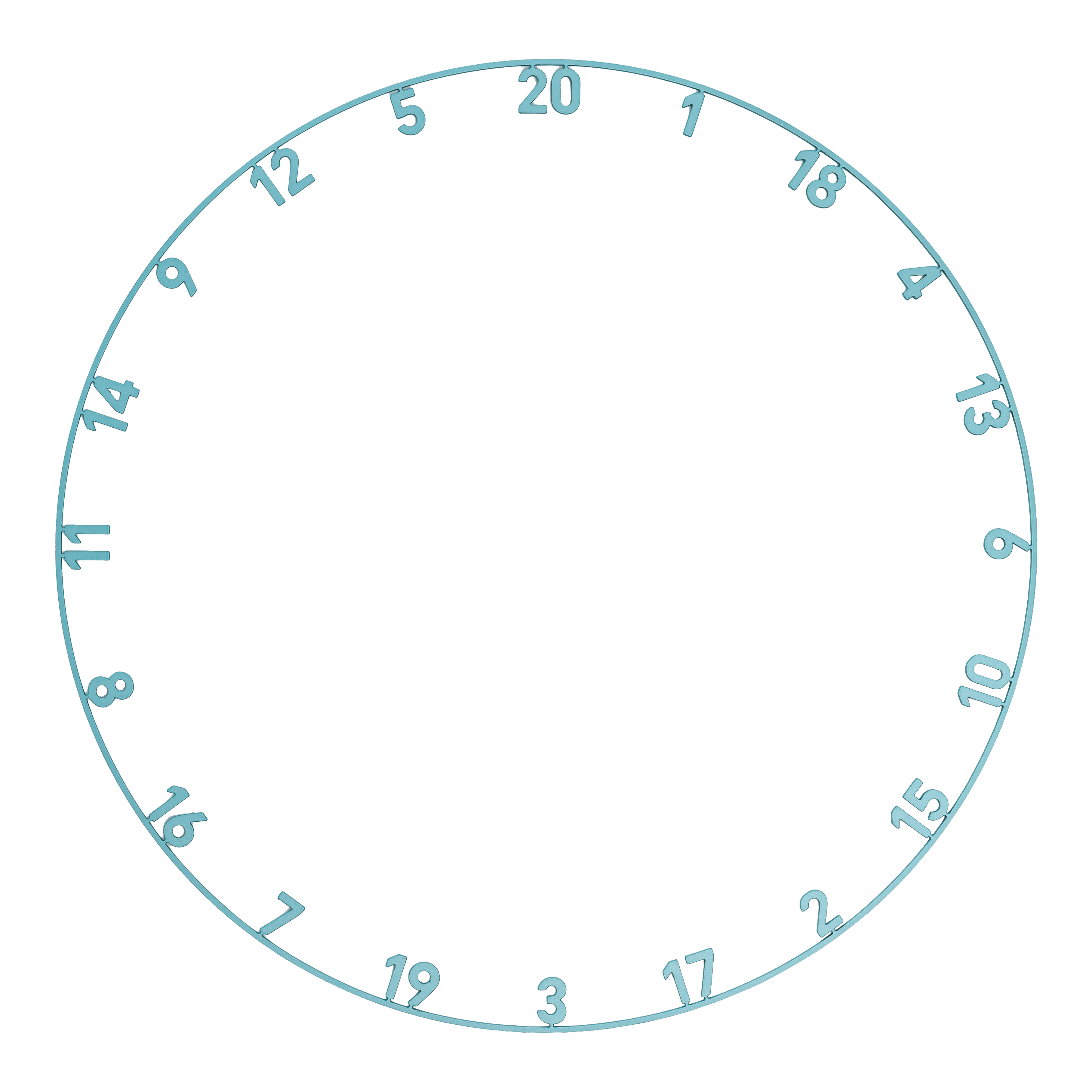 Bague numérotée monobloc découpée au laser avec précision à 180° Das Bild zeigt einen Zahlenring in Infinity Blue mit Lasercut-Design. Der Zahlenring ist für Dartscheiben gedacht.