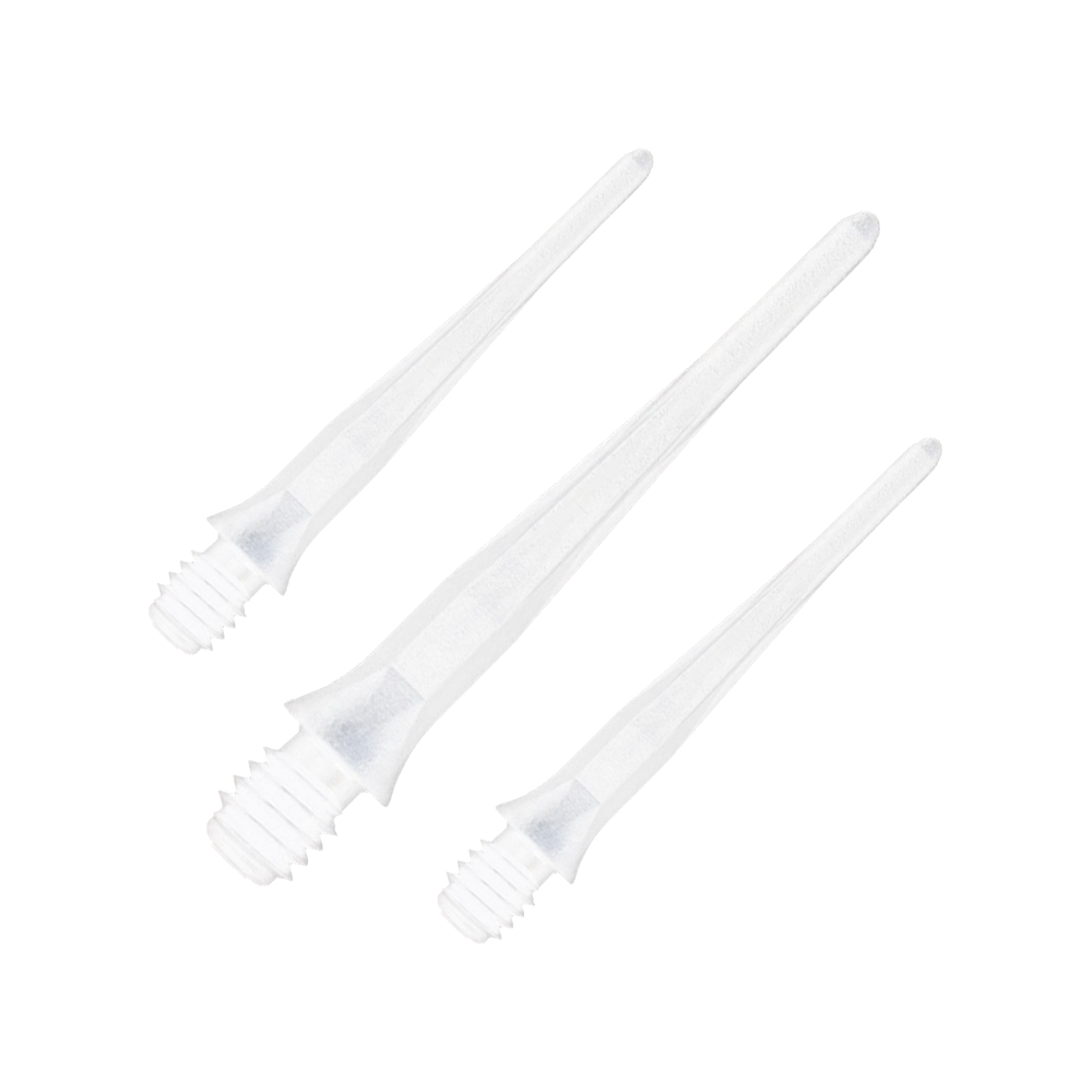 Puntas de dardo blandas Caliburn 2BA blancas - Paquete de 50 Abgebildet sind Caliburn 2BA Softdartspitzen in Weiß im 50er Pack. Die Spitzen sind für Softdarts geeignet und in einer Verpackungseinheit dargestellt.