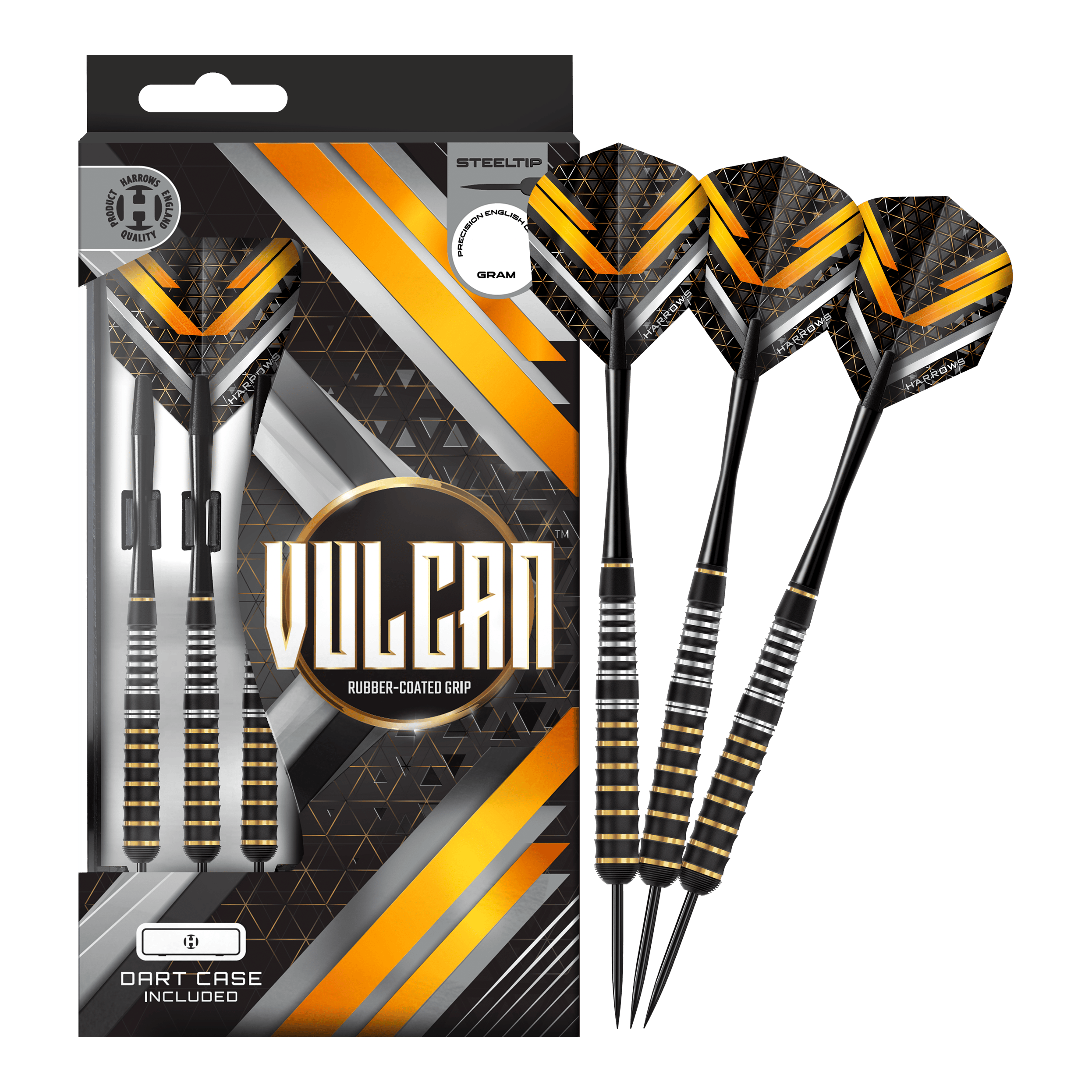Ocelové šipky Harrows Vulcan Zu sehen sind hier Harrows Vulcan Steeldarts. Die Darts werden komplett dargestellt.