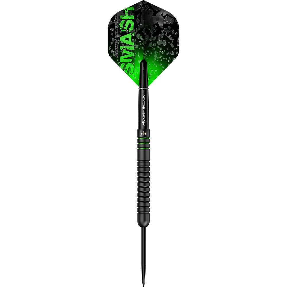 M001325_Mission_Martin_Lukeman_Black_Titanium_Steeldarts_1qB3tWCvPvorDt Dies ist ein schwarzer Steeldart mit grünen Akzenten und der Aufschrift "SMASH" auf dem Flight. Es handelt sich um den Mission Martin Lukeman Black Titanium Steeldart mit einem Gewicht von 25 Gramm.