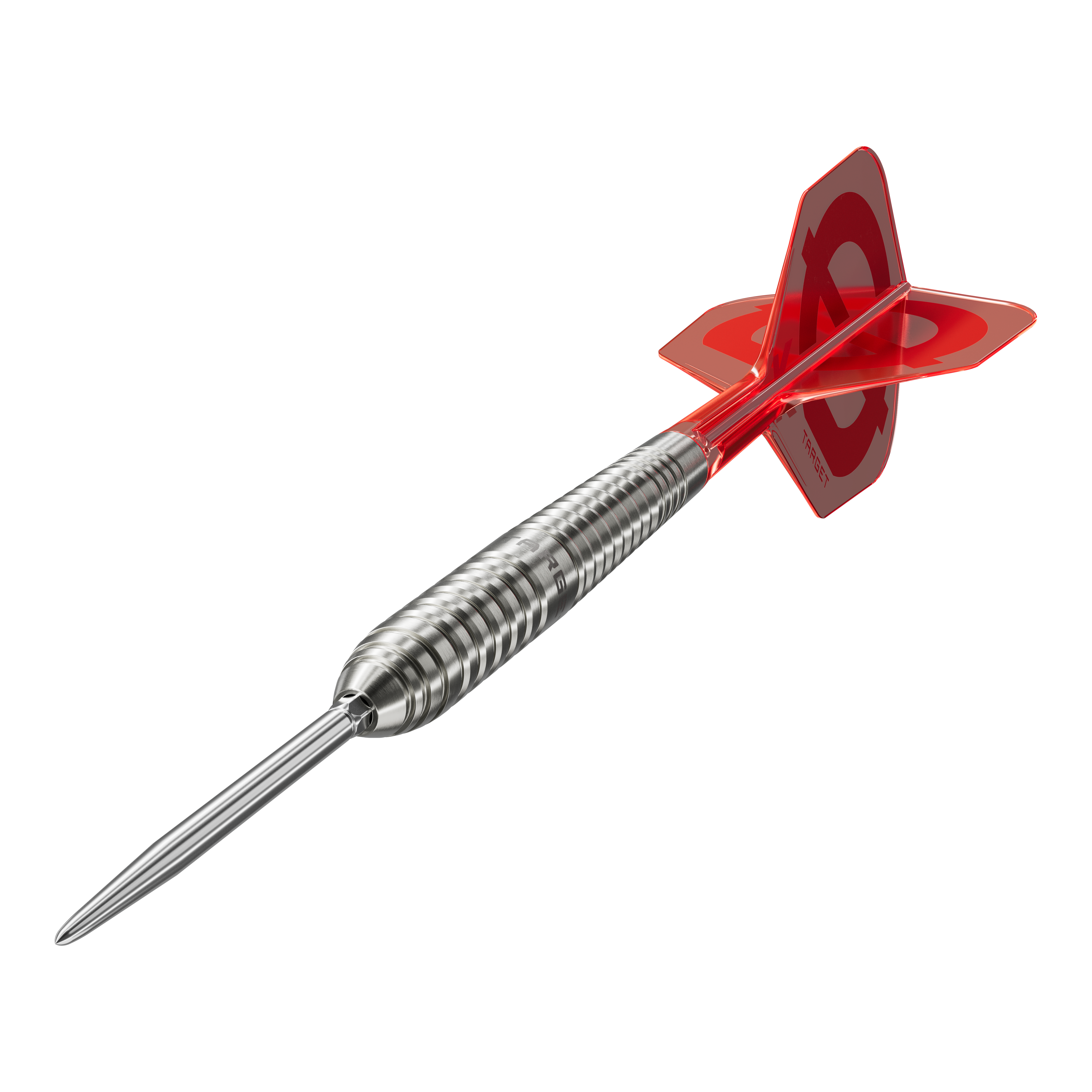 Targetová skupina O 01 Švýcarské body Steeldarts Abgebildet ist das Target Group O 01 Swiss Points Steeldarts Set. Die Details der Darts sind im Vordergrund.