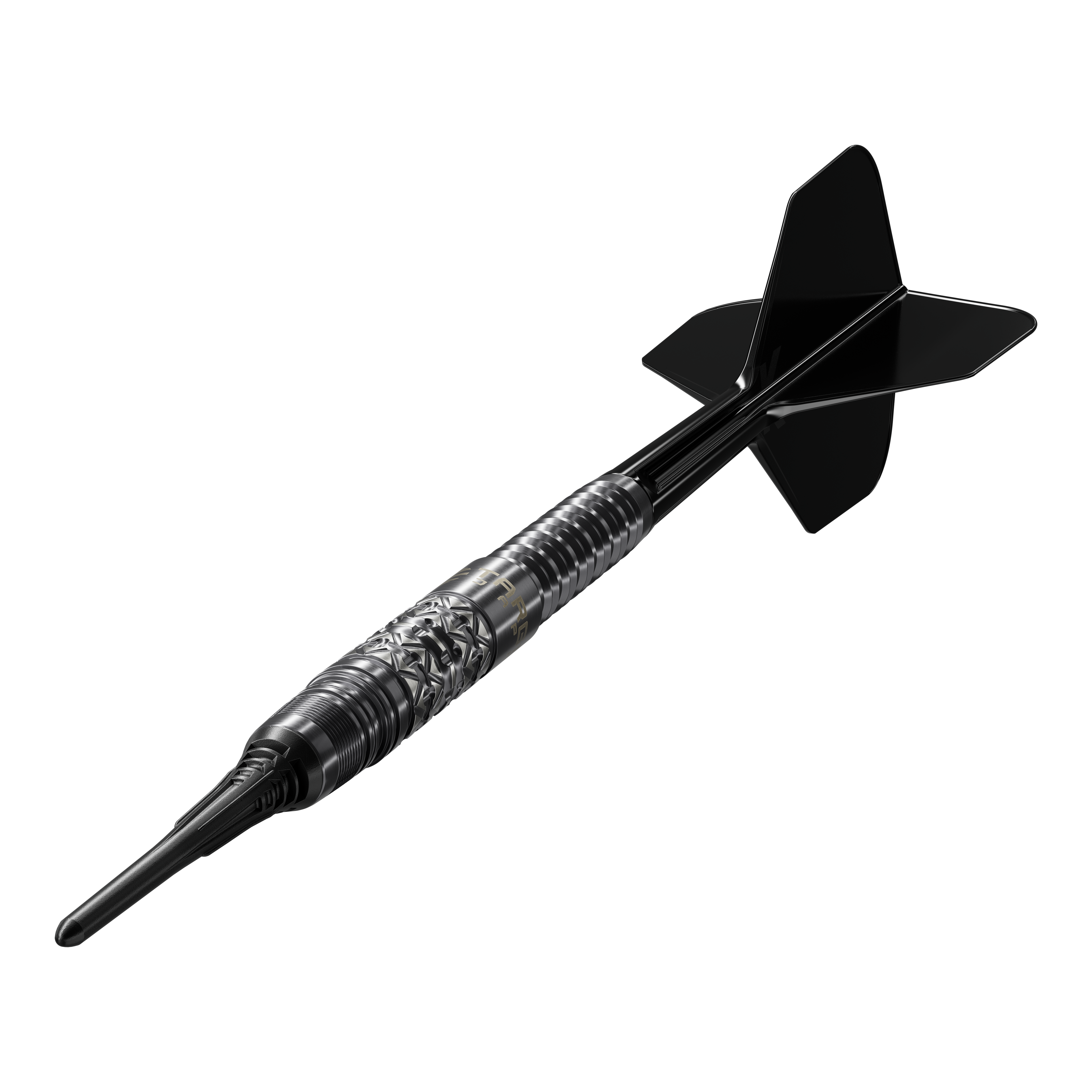 Das Bild zeigt die Target Black Marque Creed Softdarts mit einem Gewicht von 21,5g. Diese Softdarts sind stilvoll und ideal für Dartspieler.