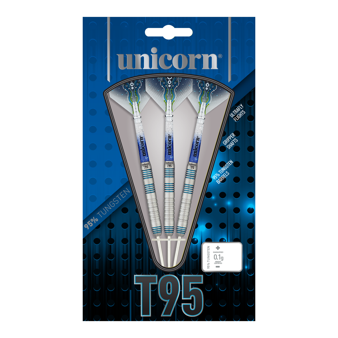Dardos de acero Unicorn T95 Core XL Blue Style 2 - 23g
