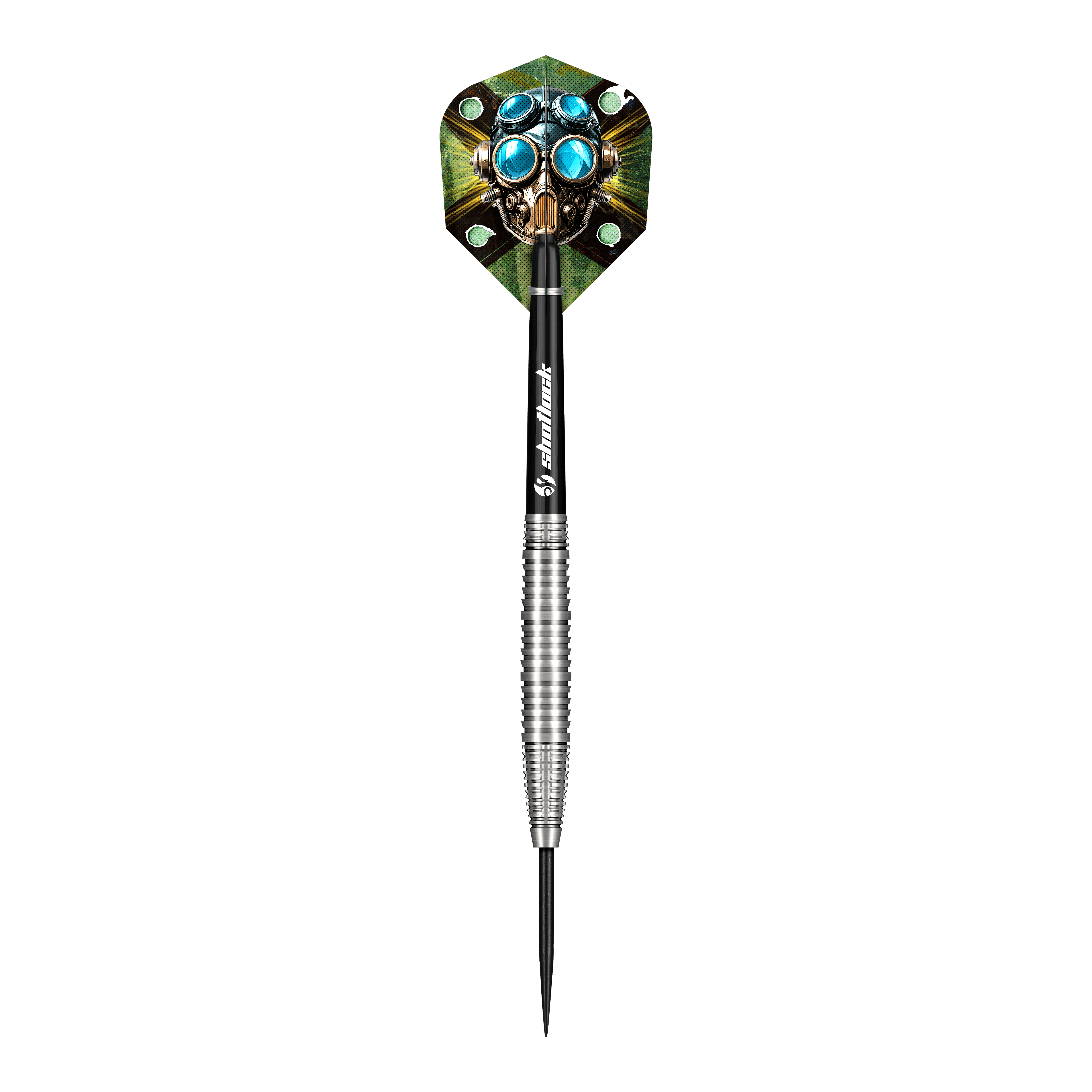 Dardos de acero Shot Badlands Krush Das Bild zeigt die Shot Badlands Krush Steeldarts. Es handelt sich um spezielle Steeldarts für Präzisionsspiel.