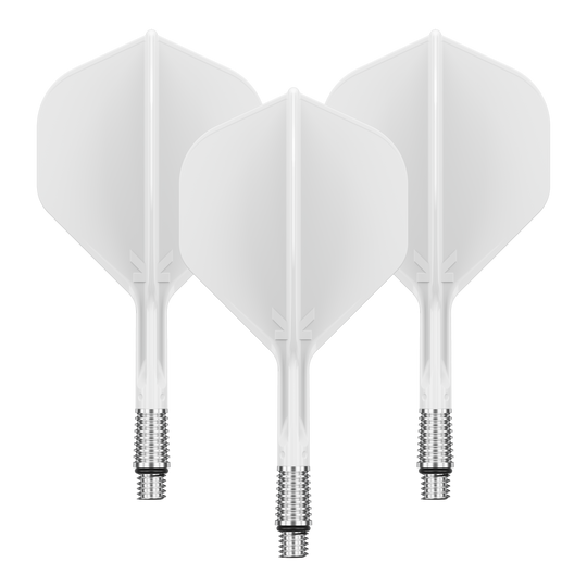 Ailettes standard Target K-Shift n° 2 - Blanches Abgebildet ist ein Set mit weißen Dart Flights. Die Flights haben eine geschätzte Länge von 26 mm.