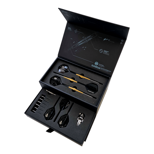 Caliburn Starships Series Sunspear Steel Darts - 19 g Abgebildet ist Caliburn Starships Series Sunspear Steeldarts - 19g. Das Produkt zeigt einen Satz hochwertiger Steeldarts.