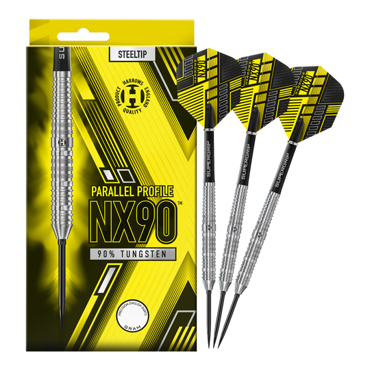 Lotki stalowe Harrows NX90 Parallel Quick Point Abgebildet sind die Harrows NX90 Parallel Quick Point Steeldarts. Diese Darts sind bekannt für ihre Präzision und ihr paralleles Barrel.