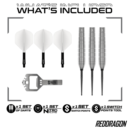 Red Dragon Luke Humphries TX1 Pioneer Switch Point Steeldarts Zu sehen sind die Red Dragon Luke Humphries TX1 Pioneer Switch Point Steeldarts. Das Produkt eignet sich für professionelle Dartspieler.