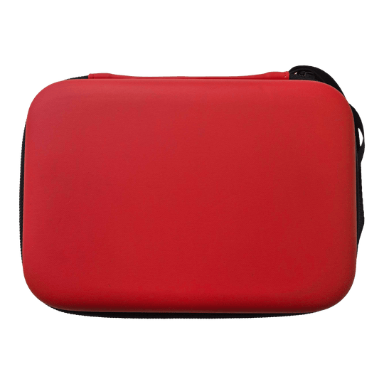 McDart System-4 Dartcase Ein rotes Dartcase ist abgebildet. Es handelt sich wahrscheinlich um das Modell DC03 von McDart.