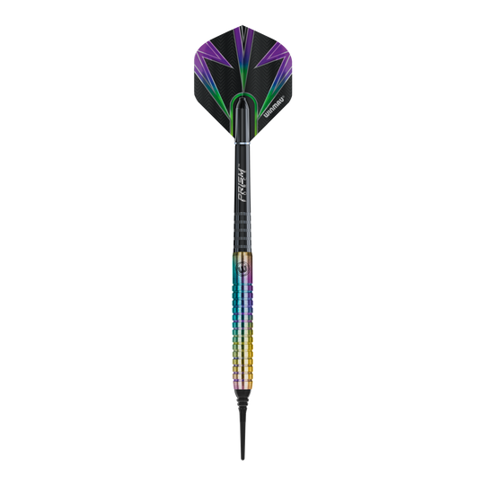 Šipky Winmau Foxfire Urban Soft - 20g Zu sehen ist ein einzelner Winmau Foxfire Urban Softdart - 20g. Die Oberfläche des Darts ist glänzend.