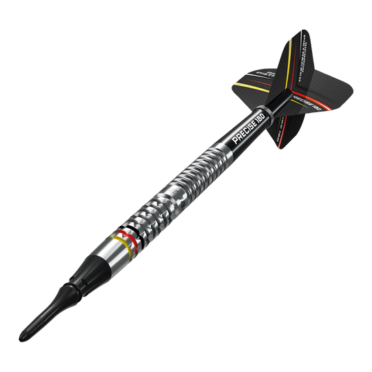 Šipky Precise 180 Ricardo Pietreczko GEN1 měkké Das Bild zeigt die Precise 180 Ricardo Pietreczko GEN1 Softdarts. Diese Darts sind speziell für Softdart-Liebhaber entwickelt.