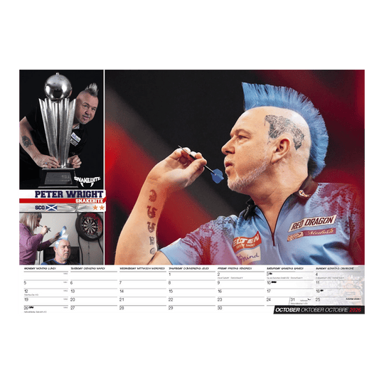 Darts Kalender 2026 Darts Kalender 2026 wird gezeigt. Es ist ein Kalender mit einem Darts-Motiv für das Jahr 2026.