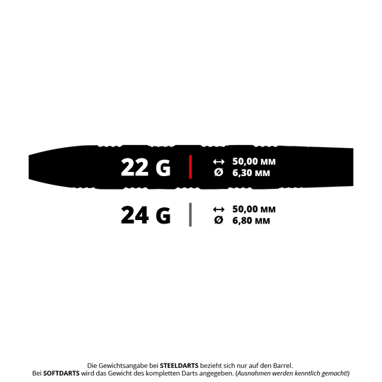 Dardos de acero Shuriken de Mission Dieses Bild stellt die Steeldarts M002152 Mission Shuriken mit 22 Gramm dar. Die Darts sind für Präzision und Kontrolle entwickelt.