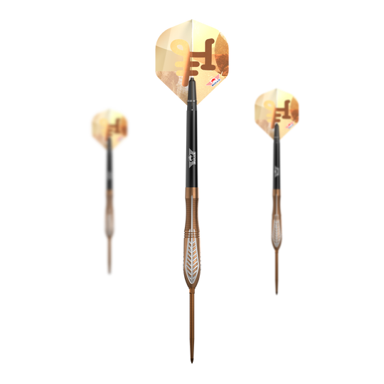 Šipky Bulls NL Bronzo Nova Convertible Point Steel Darts Abgebildet ist das Set Bulls NL Bronzo Nova Convertible Point Steeldarts. Mehrere Darts sind enthalten.