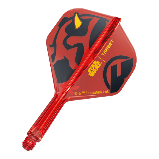 Alette standard Target Star Wars K-Flex Darth Maul No2 Das Bild zeigt den Artikel 410523_Target_StarWars_KFlex_DarthMaul_No2_Standard_Flights_Short_19mm_1. Es handelt sich vermutlich um kurze Dart-Flights mit Star Wars Darth Maul Design.