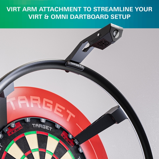 Bras de caméra Target OMNI VIRT Auf dem Foto ist der Target OMNI VIRT Kamera Arm zu sehen. Der Artikel ermöglicht eine optimale Kameraposition am Dartboard.