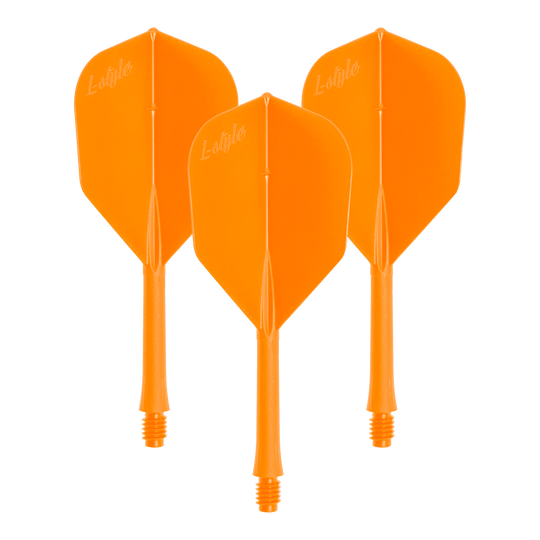 Ein Set von BarFlight Dartflügen in Neonorange wird dargestellt. Die Dartflüge sind für das Dartspiel bestimmt.