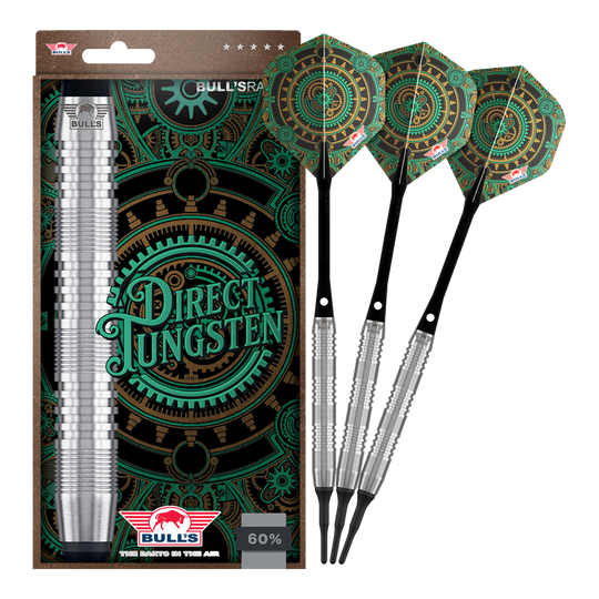 Šipky Bulls NL Direct Tungsten Soft - 18g Abgebildet ist das volle Set Bulls NL Direct Tungsten Softdarts - 18g. Das Produkt ist umfangreich gestaltet.