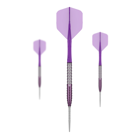 Ocelové šipky Caliburn Awakening ET Das Bild zeigt die Caliburn Awakening E.T. Steeldarts. Es handelt sich um ein Set Steeldarts für Dartspieler.