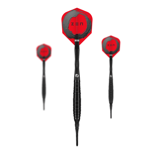 Shot ZEN Bomber Softdarts - 20g Das Bild zeigt das Set der Shot ZEN Bomber Softdarts - 20g. Es handelt sich um hochwertige Softdarts für den professionellen Einsatz.