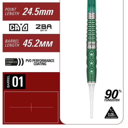 Měkké šipky Target Japan Prime Series Motomu Sakai Xeno GEN1 - 19g Hier sind die Target Japan Prime Series Motomu Sakai Xeno GEN1 Softdarts - 19g abgebildet. Das Produkt ist ideal für Präzision und Leistung beim Dartspiel.