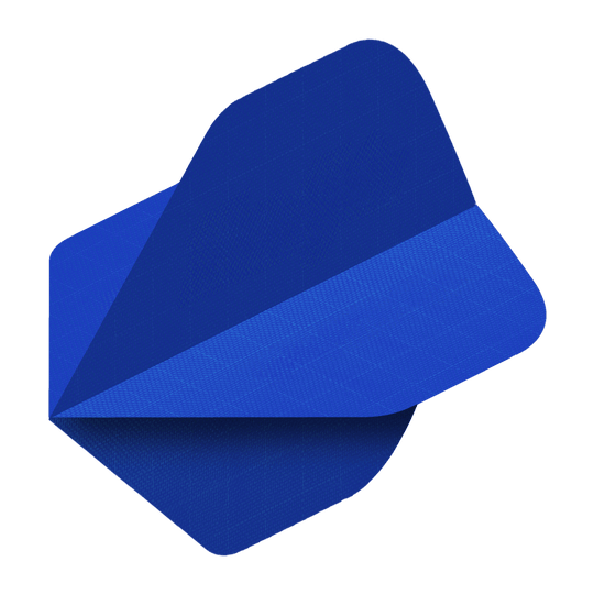 Nylonové letky - Standardní - MODRÉ Das Bild zeigt ein blaues Nylon-Stoff Flight für Dartpfeile. Das Flight hat eine glatte Oberfläche und abgerundete Ecken.