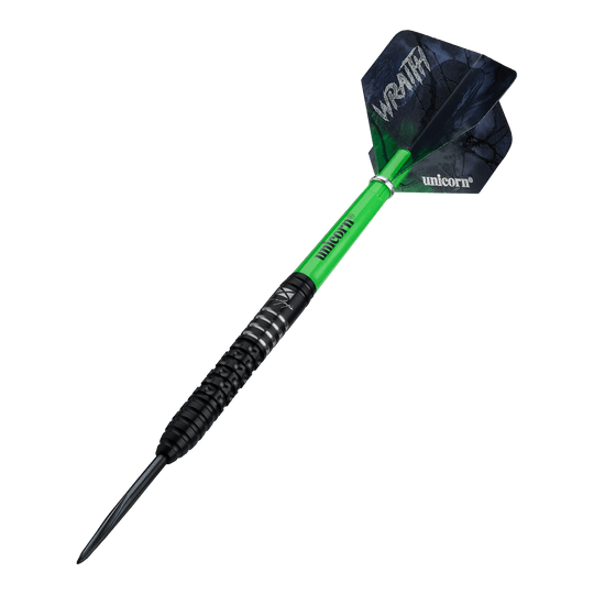 Ocelové šipky Unicorn Wraith Cameron Menzies - 23g Das Bild zeigt die Unicorn Wraith Cameron Menzies Steeldarts - 23g. Diese Darts haben eine spezielle Form für präzises Werfen.