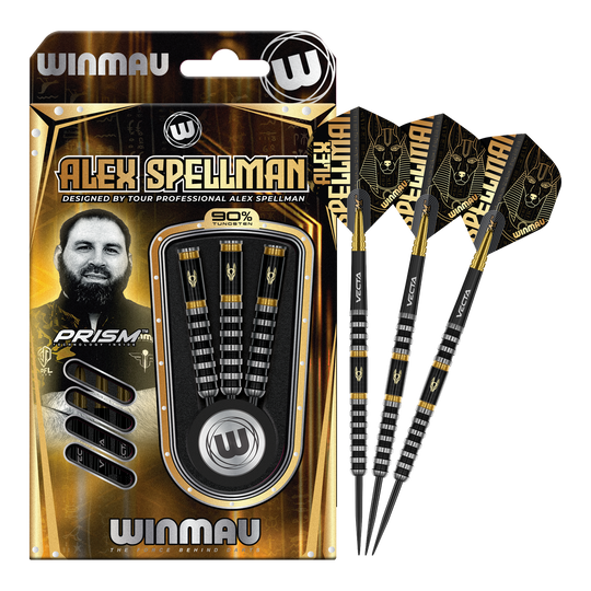 Freccette in acciaio Winmau Alex Spellman Winmau Alex Spellman Steeldarts werden auf diesem Bild vollständig gezeigt. Das Produkt ist für professionelle und Hobbyspieler geeignet.