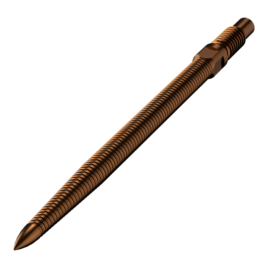 Bulls NL Convertible Point Dart Tips - Micro Grip - Bronze Abgebildet ist eine einzelne Dartspitze mit MicroGrip in Bronze. Die Länge der Spitze beträgt 32mm.