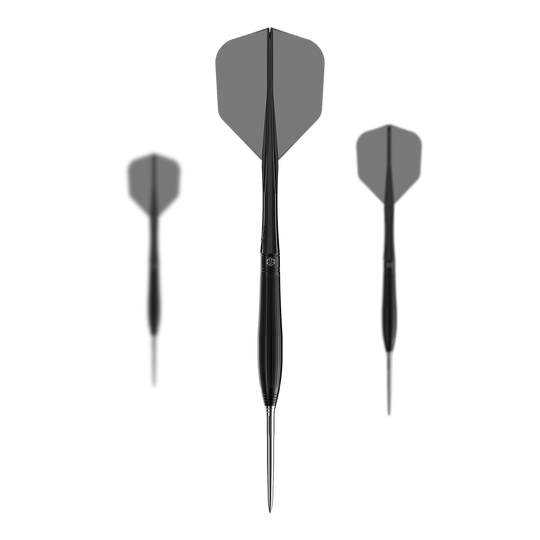 Das Bild zeigt ein Set der Caliburn Chord C3 Steeldarts mit 22,5g. Diese Dartpfeile sind für präzises Spielen entwickelt.