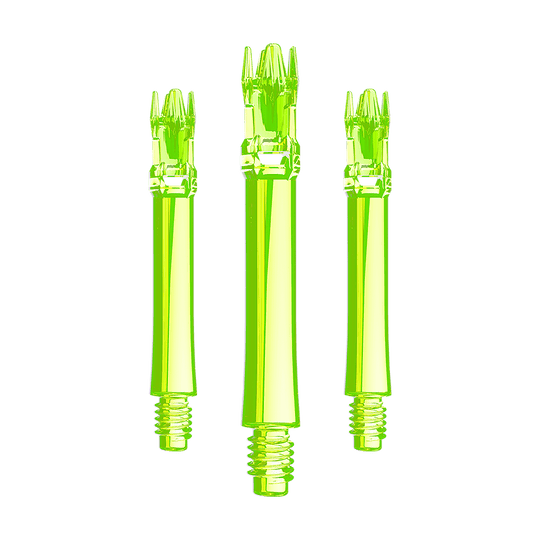L-Style L-System Replacement Shafts - Neon Yellow Ein Set aus neongelben Ersatzshafts ist im Bild. Mehrere Shafts sind geordnet angeordnet.