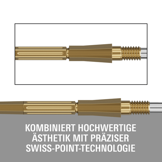 Target Elysian Archetype 43 Swiss Point Steeldartspitzen - Gold Target Elysian Archetype 43 Swiss Point Steeldartspitzen in Gold. Hochwertige Dartspitzen für professionelle Darts.