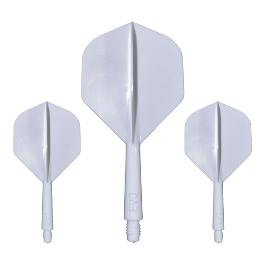 Sistema de eje de vuelo Evolution EVO1 - Blanco Hier ist das Evolution EVO1 Flight-Shaft-System in Weiß abgebildet. Dieses Produkt ist für den Einsatz im Dartsport bestimmt.