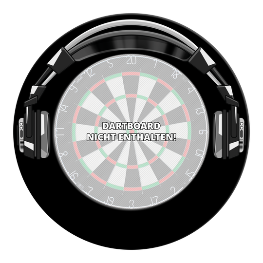 Schwarzes McDart Stereo Dartboard Surround ist auf dem Bild zu sehen. Das Bild zeigt wahrscheinlich das Produkt vor neutralem Hintergrund.
