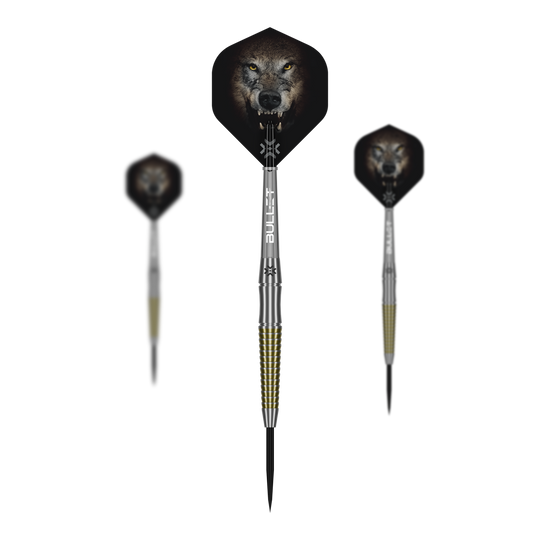 Ocelové šipky Bullet Fang Das Bild präsentiert ein Set der Bullet Fang Steeldarts. Mehrere Darts sind als Set zusammen abgebildet.