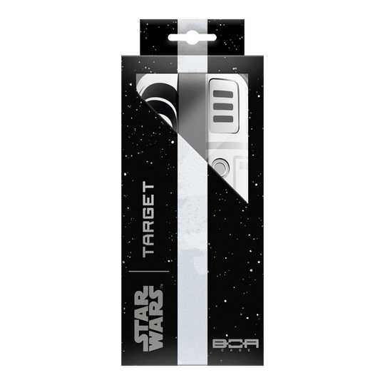 Target Star Wars Boa Dartcase - Szturmowiec Zu sehen ist das Target Star Wars Boa Dartcase mit Stormtrooper-Motiv. Das Etui ist praktisch für den Transport und die sichere Aufbewahrung von Darts.