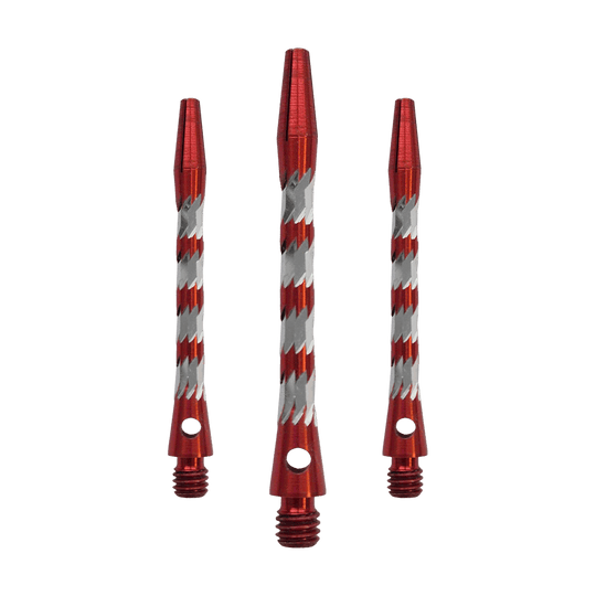 Tiges en aluminium Bulls NL Minor - Rouge - 46 mm Bulls NL Minor Aluminium Shafts in Rot, 46 mm lang. Das Bild zeigt ein Set roter Aluminiumschäfte für Dartpfeile.