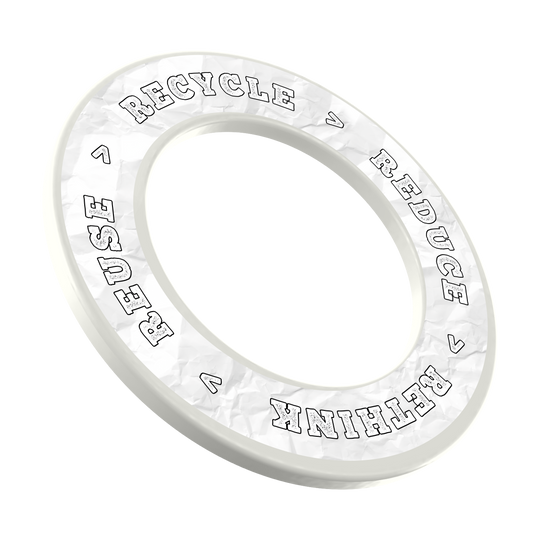 McDart Recycle Reduce Rethink Reuse Dartboard Surround Ein weißes Produkt mit dem Text 'Recycle, Reuse, Reduce, Rethink' ist sichtbar. Die Alt-Text-Beschreibung bezieht sich auf den Dateinamen DBS-RRRR6_Surround_Recyle_Reuse_Reduce_Rethink_Wei_3.