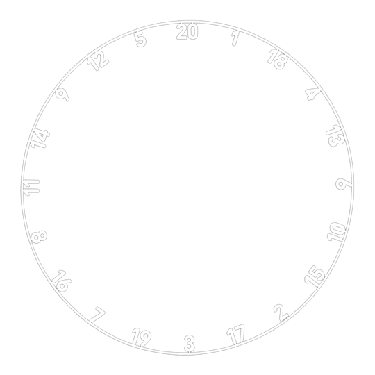 Precise 180 OnePiece Lasercut Zahlenring Abgebildet ist ein Zahlenring mit klassischem weißen Design. Das Produkt scheint für ein Dartboard oder ähnliches verwendet zu werden.